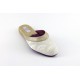 women's slippers COMO gold vintage leather and fan ivory fabric